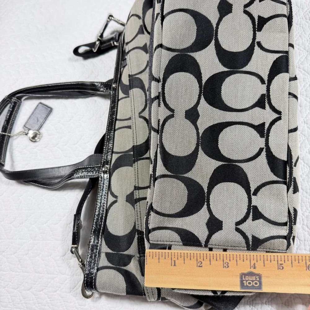 Coach Signature Women Diaper Bag Tote Large Jacquard Monogram Black Grey New